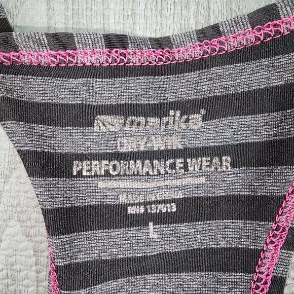 Women's Marika Dry-Wik Performance Wear Striped Racerback Tank Top Gray Black La - Picture 7 of 8